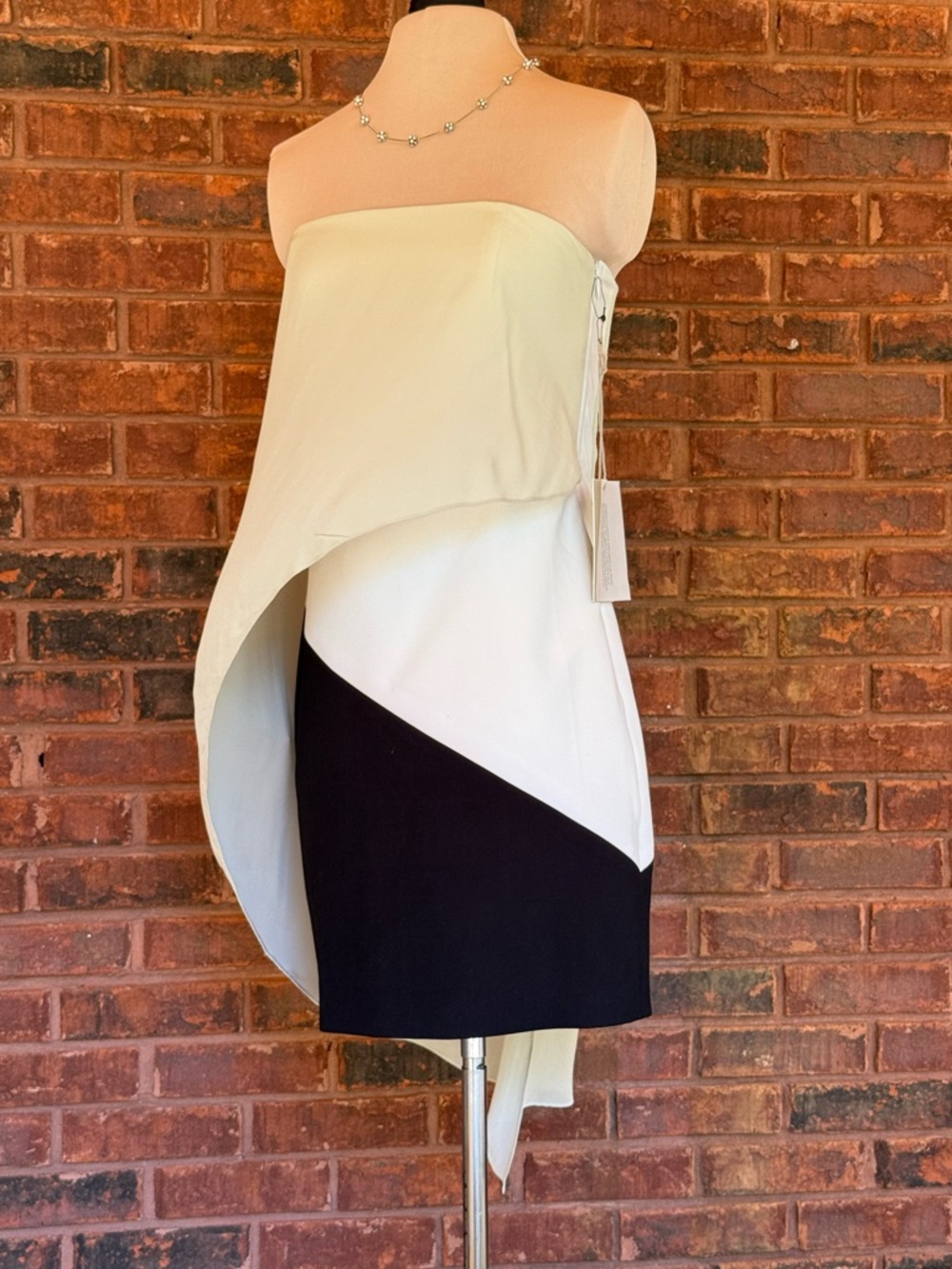 Mason Silk Strapless Mini Dress 2 NWT | Asymmetrical Colorblock Chic - Picture 6 of 13